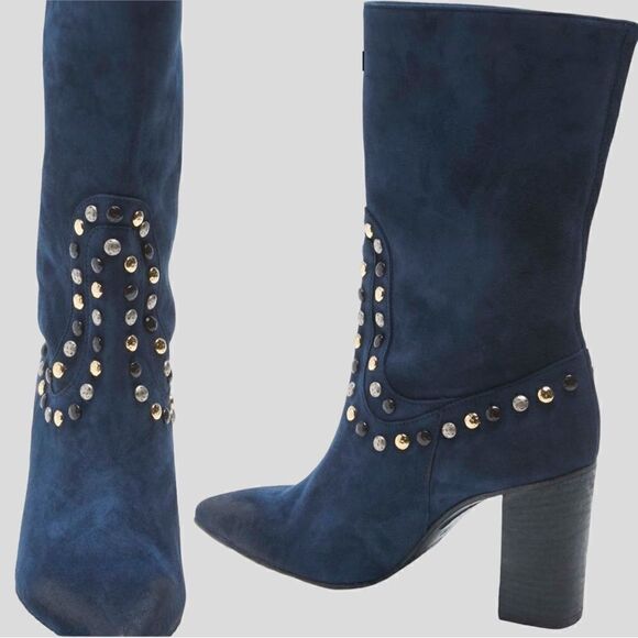 New Free People Dakota Studded western blue boots 38 - Picture 2 of 11